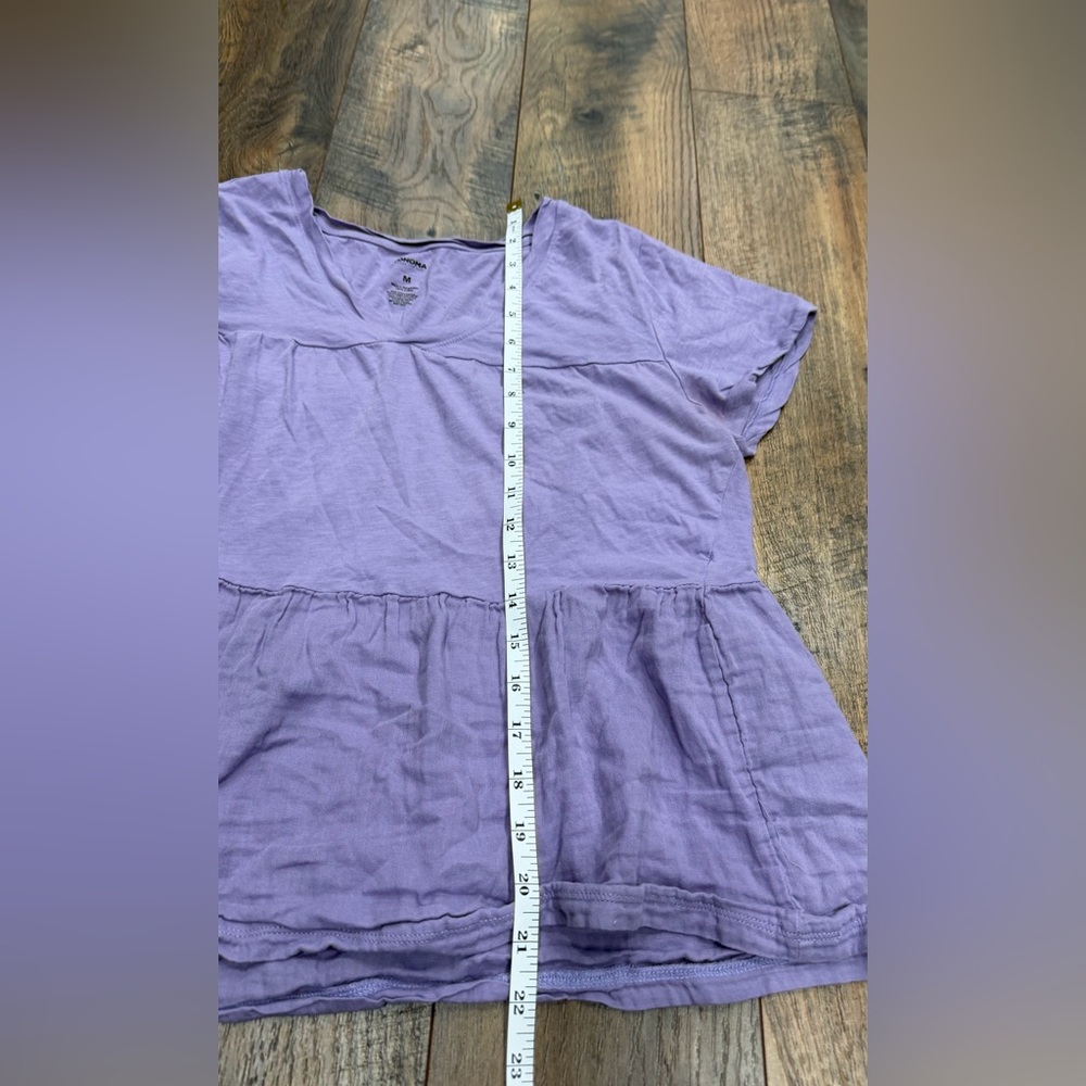 Sonoma Peplum Top V-Neck Short Sleeve Tiered  Purple T Shirt, Size Medium - Picture 4 of 6